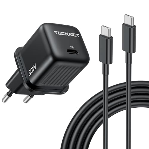 TECKNET 30W USB C Ladegerät, PD 3.0 Schnellladegerät und 2M Type C Ladekabel für Samsung Galaxy S10/S9/S8/S10e/S10+/S8+/S9+/Note 8 9 10/S22/S21/S21+/S21 Ultra/ S20/Z Flip3/A30/A53, iPhone 15, Handys von TECKNET