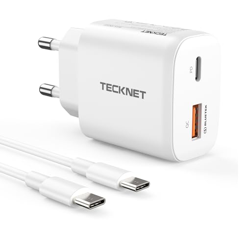 TECKNET 45W USB C ladegerät, 2-Port (1 USB C+1 USB) GAN Ⅲ Netzteil mit einen USB C auf USB C Ladekabel, PPS PD 3.0 USB C Schnellladegerät/Charger für iPhone, iPad, Samsung, Huawei, Xiaomi, MacBook von TECKNET