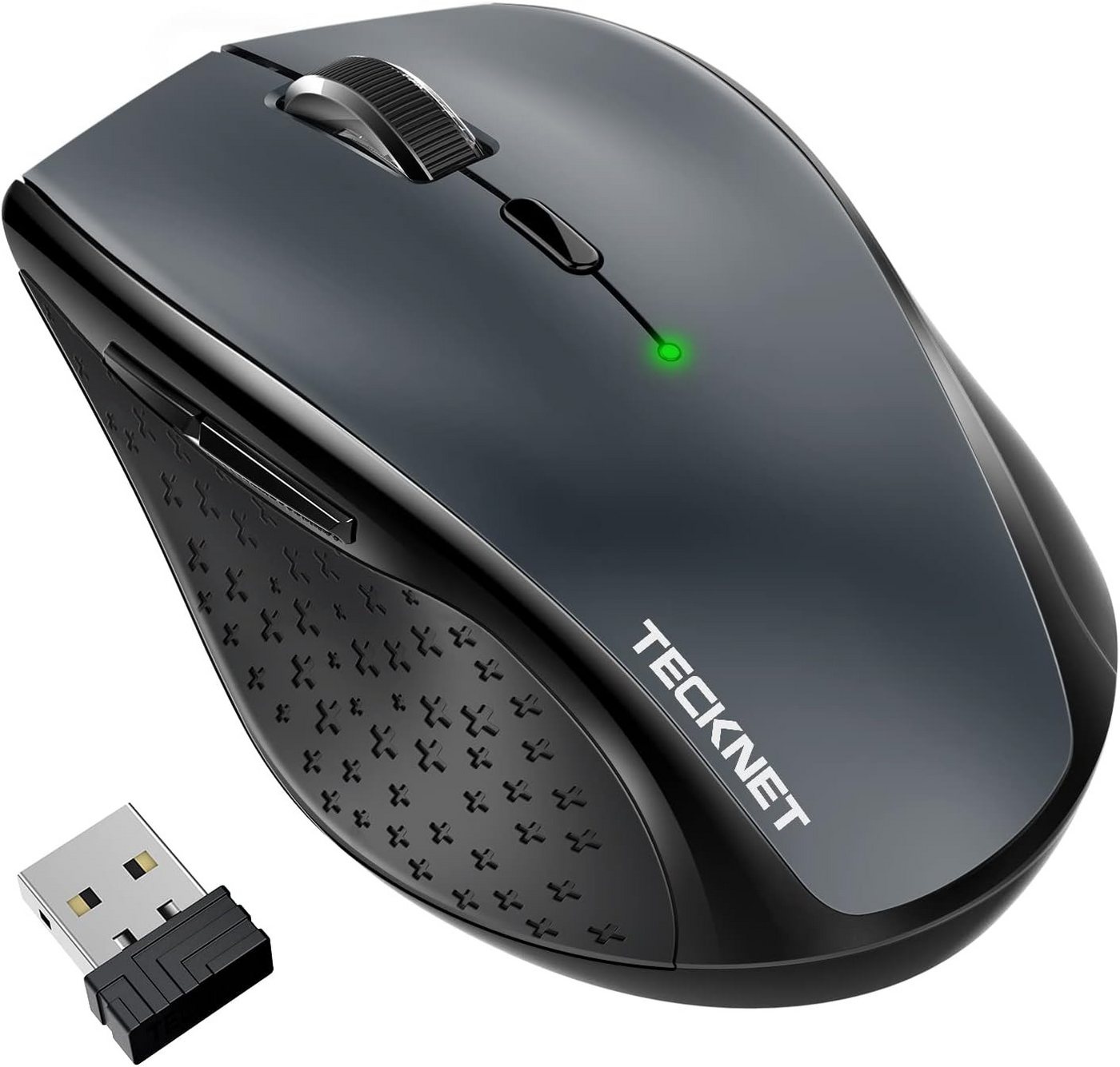 TECKNET 6 Tasten mit USB Empfänger,30 Monate Batterielaufzeit,Optical Tracking Maus (USB, Bluetooth, Leise Klicktasten Silent-Click-Technologie für geräuscharmes Arbeiten) von TECKNET
