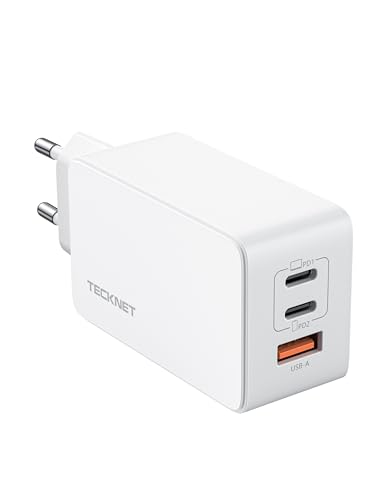 TECKNET 65W USB C Ladegerät, 3-Port PD3.0/QC4.0 Type C Netzteil mit GaN Tech Schnellladegerät Charger, PPS Adapter kompatibel mit MacBook/Pro/Air, iPhone, iPad, Galaxy, Huawei, Lenovo von TECKNET