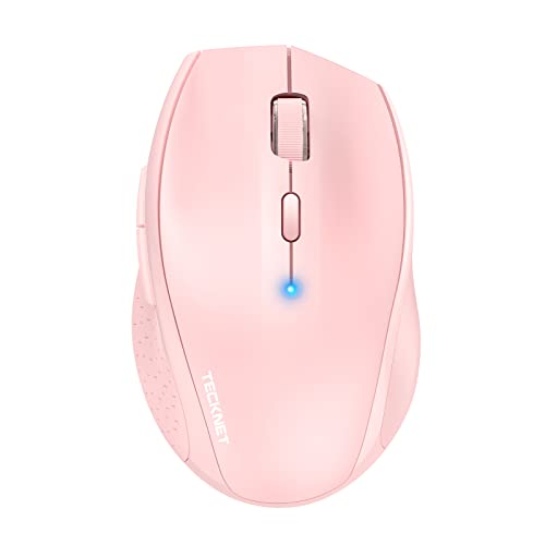 TECKNET Bluetooth Maus, 3200 DPI Kabellose Maus, 24 Monate Batterielebensdauer, Maus kabellos Bluetooth Mouse 6 Verstellbare DPI Level, Funk Maus mit Batterieanzeige für PC Mac - Rosa von TECKNET