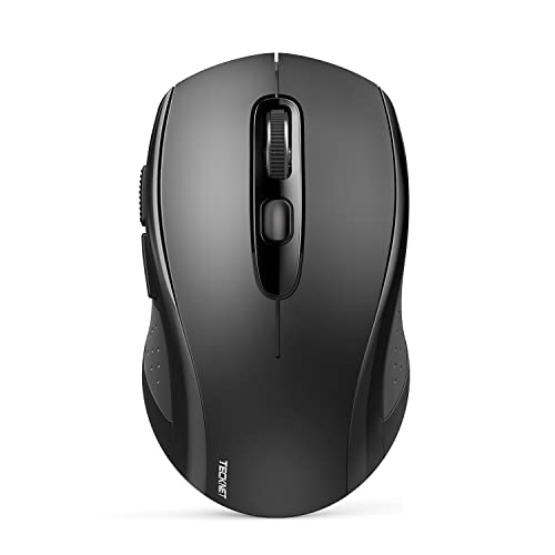 TECKNET Bluetooth Maus, Maus Kabellos mit Nano Empfänger (Tri-Mode: BT 5.0/3.0+2.4G), 2400 DPI Ergonomische Tragbare Funkmaus mit 6 Tasten für Laptop PC Computer, Mac OS, Android, Windows, Schwarz von TECKNET