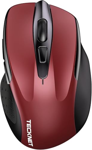 TECKNET Bluetooth Maus, Wiederaufladbare Kabellose Bluetooth Maus (DREI Modi: BT 5.0/3.0 + 2,4 G), 4800 DPI, Ergonomische leise kabellose Maus für Laptops, Mac OS, Android, Windows, Rot von TECKNET