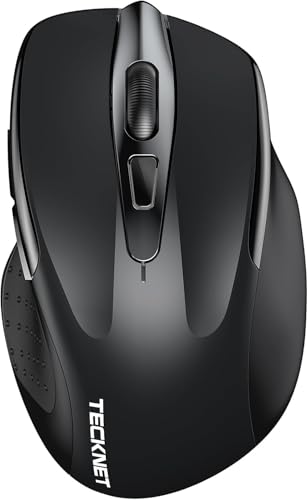 TECKNET Bluetooth Maus, Wiederaufladbare Kabellose Bluetooth Maus (DREI Modi: BT 5.0/3.0 + 2,4 G), 4800 DPI, Ergonomische leise kabellose Maus für Laptops, Mac OS, Android, Windows, Schwarz von TECKNET