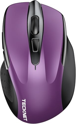 TECKNET Bluetooth Maus, Wiederaufladbare Maus Kabellos(DREI Modi: BT 5.0/3.0 + 2.4G), 4800 DPI, Ergonomische Leise Funkmaus für Laptops, Mac OS, Android, Windows, Lila von TECKNET