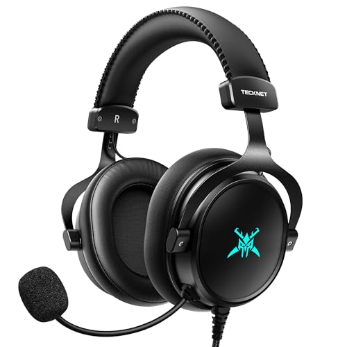 TECKNET Kabelgebundenes Gaming Headset mit Mikrofon, 3,5 mm Klinke, LED-Beleuchtung, Over-Ear Kopfhörer, Stereo Surround Sound, Gaming Kopfhörer für PC, PS4, PS5, Xbox Series X, Switch, Mac & Laptops TECKNET Kabelgebundenes Gaming Headset mit Mikrofon, 3,5 mm Klinke, LED-Beleuchtung, Over-Ear Kopfhörer, Stereo Surround Sound, Gaming Kopfhörer für PC, PS4, PS5, Xbox Series X, Switch, Mac & Laptops von TECKNET