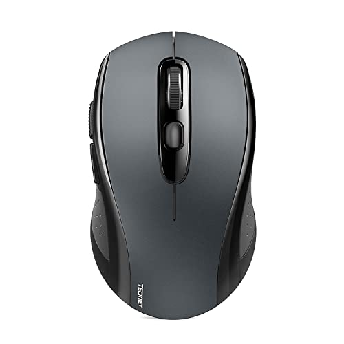 TECKNET Kabellose Maus, Bluetooth-Funkmaus (Tri-Mode: BT 5.0/3.0+2.4G), Ergonomische Tragbare Bluetooth Maus für Laptop PC Computer, Mac OS, Android, Windows, Grau von TECKNET