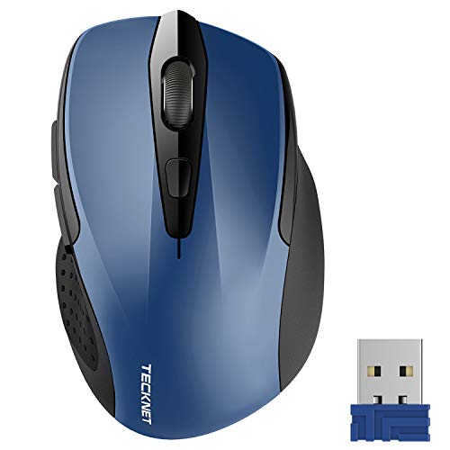 TECKNET Kabellose Maus, Pro 2.4G 2600 DPI funkmaus 6 Tasten mit Nano Empfänger, 24 Monate Batterielaufzeit, 5 Einstellbare DPI-Pegel für PC, Laptop, MacBook, Office Home, Blau von TECKNET