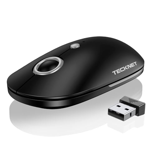 TECKNET Funkmaus 2,4G, 4800 DPI Maus Kabellose mit USB Empfänger, Leise Maus mit 5 Einstellbare DPI-Pegel, 18 Monate Batterielaufzeit, Wireless Maus für Links-& Rechtshänder, Kompatibel mit PC, Mac von TECKNET