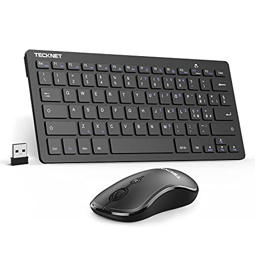 TECKNET Kabellose Tastatur und Maus, 2,4 G kabellose Tastatur und leise Maus mit Nano-USB-Empfänger, 12 Multimedia-Tastenkombinationen für Computer, PC, Laptop, Desktop, Android Smart TV von TECKNET