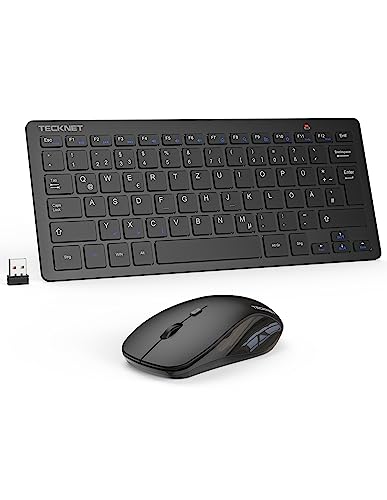 TECKNET Kabelloses Tastatur Maus Set, Deutsch QWERTZ Layout, 2.4 GHz Funk Mini Tastatur Mouse, 15m Reichweite Verbindung, Wireless Leise Funktastatur mit Maus für PC, Laptop, Smart TV, Schwarz TECKNET Kabelloses Tastatur Maus Set, Deutsch QWERTZ Layout, 2.4 GHz Funk Mini Tastatur Mouse, 15m Reichweite Verbindung, Wireless Leise Funktastatur mit Maus für PC, Laptop, Smart TV, Schwarz von TECKNET