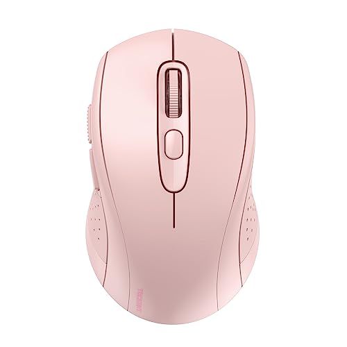 TECKNET Maus Kabellos, Bluetooth-Funkmaus (Tri-Mode: BT 5.0/3.0+2.4G), Ergonomische Tragbare Maus Bluetooth für Laptop PC Computer, Mac OS, Android, Windows, Rosa von TECKNET