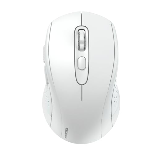TECKNET Maus Kabellos, Bluetooth Maus (Tri-Mode: BT 5.0/3.0+2.4GHz) Funkmaus mit USB-Empfänger, Ergonomische Tragbare Maus Bluetooth für Laptop PC Computer, Mac OS, Android, Windows, Weiß von TECKNET