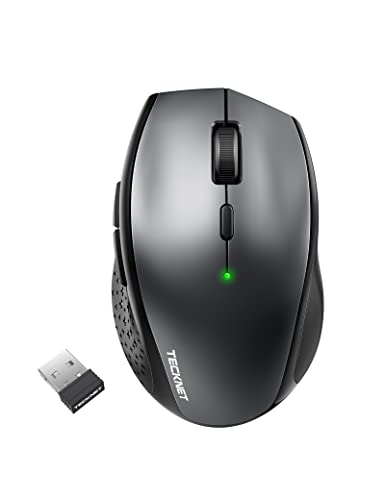 TECKNET Maus Kabellos, Bluetooth Maus 3200 DPI (Tri-Mode: BT 5.0/3.0+2.4G), Ergonomisches Tragbare Funkmaus mit USB-Dongle, Können DREI Geräte Gleichzeitig für PC Computer, Windows, Mac OS, Android von TECKNET