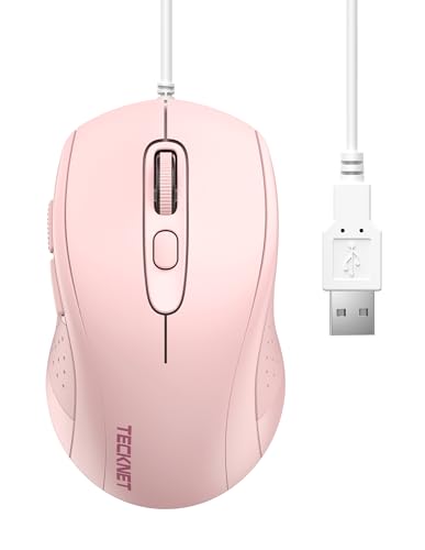 TECKNET Maus mit Kabel, 6400DPI Optical Business Mouse Ergonomische Kabelgebundene Maus mit 6 Tasten, 4 Verstellbare DPI Level, USB-Plug & Play, für Laptop/PC/Mac - Rosa TECKNET Maus mit Kabel, 6400DPI Optical Business Mouse Ergonomische Kabelgebundene Maus mit 6 Tasten, 4 Verstellbare DPI Level, USB-Plug & Play, für Laptop/PC/Mac - Rosa von TECKNET