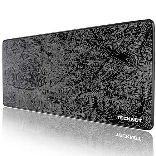 TECKNET Mauspad XXL Speed Gaming, 900x400 mm Schreibtischunterlage Schwarz, Gamer Mouse Pad, Wasserdicht mousepad, Spezielle Oberfläche Verbessert Präzision und Geschwindigkeit, rutschfeste Gummibasis von TECKNET
