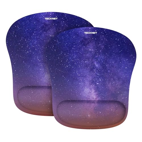 TECKNET Mauspad mit Gelkissen, Memory Foam Mousepad Ergonomisches Wasserdicht Komfort Mausmatte mit Handgelenkpolster Handauflage für Alle Maus Offfice Heim Computer Laptop, 2 Pack von TECKNET