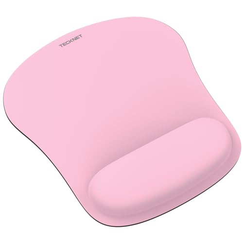 TECKNET Mauspad mit Gelkissen, Memory Foam Mousepad Ergonomisches Wasserdicht Komfort Mausmatte mit Handgelenkpolster Handauflage für Alle Maus Offfice Heim Computer Laptop, Pink von TECKNET