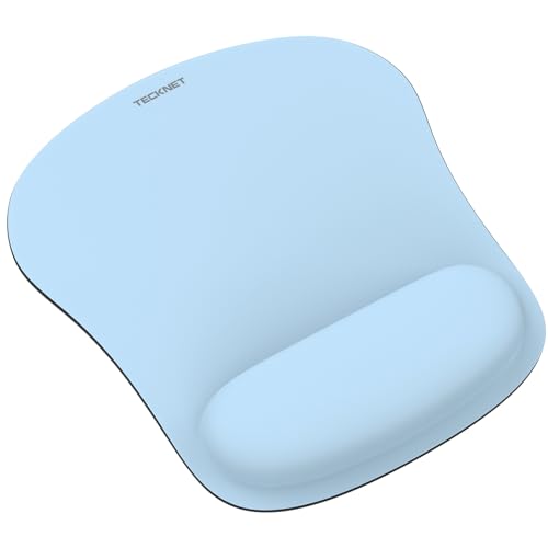 TECKNET Mauspad mit Gelkissen, Memory Foam Mousepad Ergonomisches Wasserdicht Komfort Mausmatte mit Handgelenkpolster Handauflage für Alle Maus Offfice Heim Computer Laptop, grau Blau von TECKNET