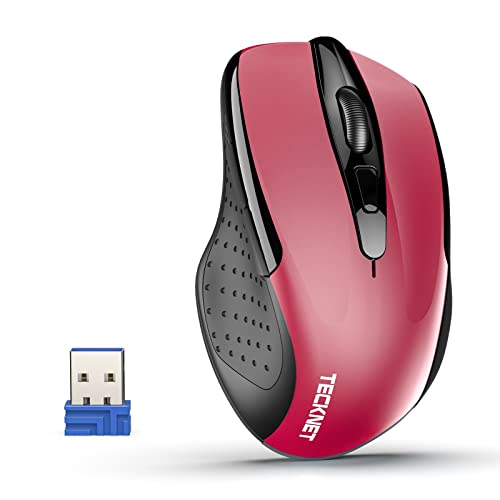 TECKNET Silent Kabellose Maus, 2.4GHz Leise Funkmaus mit Nano Empfänger, 4000 DPI Optical Tracking, 6 Einstellbare DPI Stufen, 24 Monate Batterielaufzeit, Kompatibel mit PC, Mac, Laptop - Rot TECKNET Silent Kabellose Maus, 2.4GHz Leise Funkmaus mit Nano Empfänger, 4000 DPI Optical Tracking, 6 Einstellbare DPI Stufen, 24 Monate Batterielaufzeit, Kompatibel mit PC, Mac, Laptop - Rot von TECKNET
