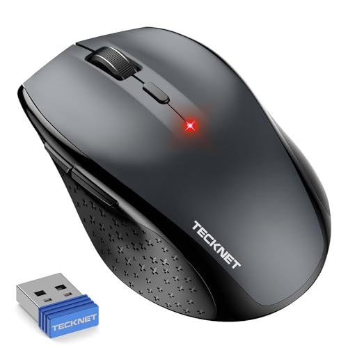 TECKNET Silent Maus Kabellose, 4800DPI 2.4GHz Leise Funkmaus mit Nano Empfänger, Side Control, Ohne Klickgeräusche, 5 Verstellbare DPI Level, Sechs Knöpfe Wireless Maus für Büro Zuhause von TECKNET