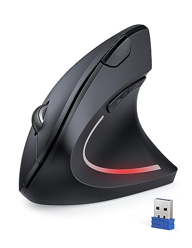 TECKNET Wireless Vertikale Ergonomische Maus, 4800 DPI 6 Tasten Kabellose Optische Maus, 2.4G USB Vertical Ergonomic Optical Mouse Kabellos für Windows und Mac OS von TECKNET