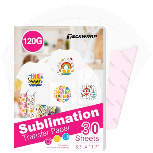 TECKWRAP Sublimationspapier, 21,6 x 27,9 cm, Sublimationspapier, kompatibel mit Tintenstrahldruckern, 120 g/m², 30 Blatt von TECKWRAP