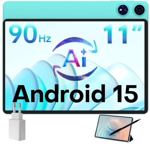 TECLAST P50Ai Tablet Android 15, 11 Zoll 90Hz Display, Octa-Core Tablett, 16GB+128GB, AI-Gestensteuerung, Type-C für Display-Anschluss, PC-Modus, 7000mAh, WLAN, Widevine L1, Mit Stift/Tablet-Hülle von TECLAST