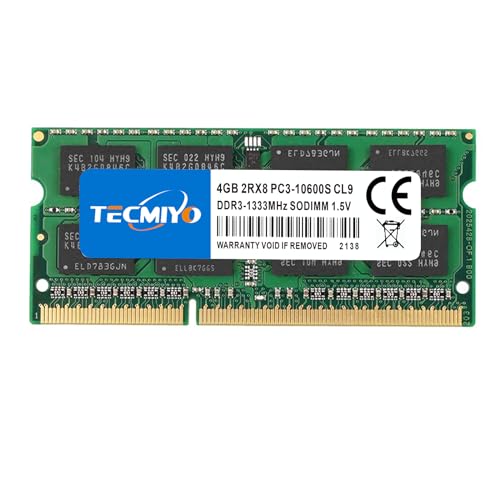 TECMIYO 4GB 2RX8 PC3-10600S CL9 DDR3 1333MHZ SODIMM RAM von TECMIYO