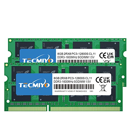 TECMIYO PC3 12800s 16GB DDR3 1600 Arbeitsspeicher Speicher RAM KIT(2X8GB) 1.5V Non-ECC Ungepufferter PC3-12800s DDR3 1600MHz SODIMM CL11 Laptop Arbeitsspeicher RAM von TECMIYO