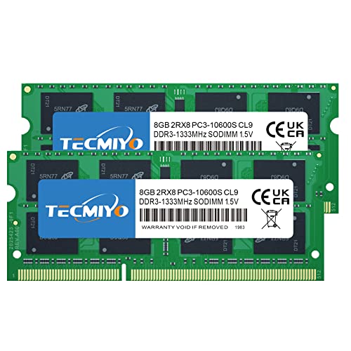 TECMIYO kompatibel mit Apple 16 GB Kit (2 x 8 GB) DDR3 1333 MHz PC3-10600 SODIMM Memory Upgrade kompatibel mit MacBook Pro, iMac, Mac Mini von TECMIYO