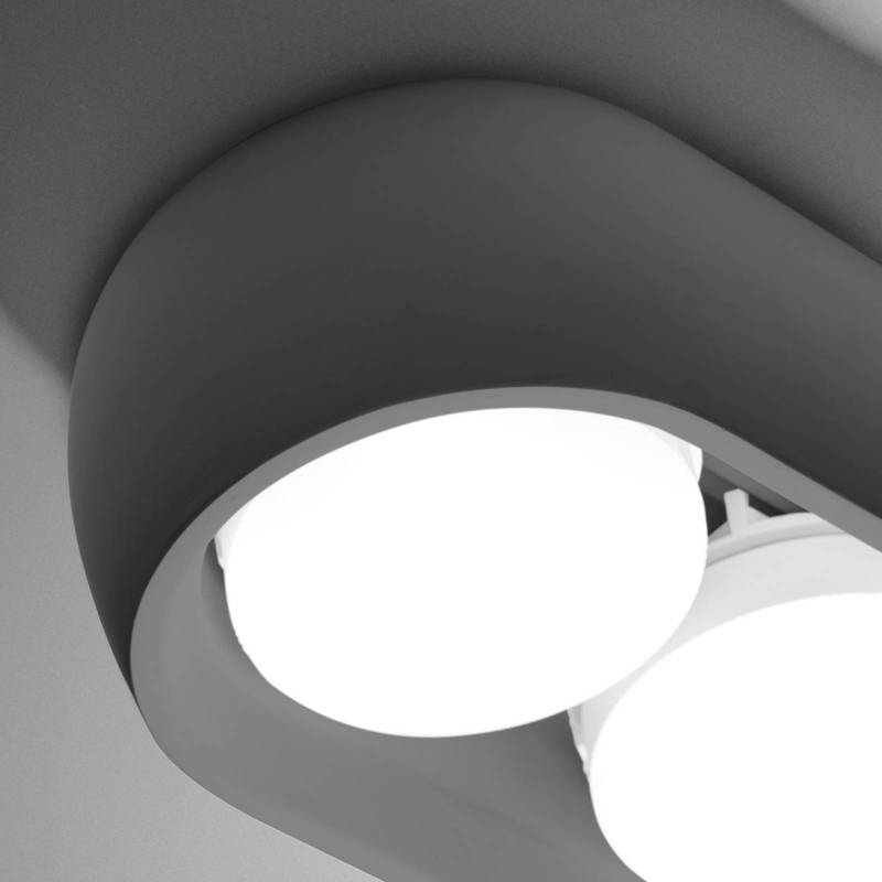 Deckenlampe Mysia, 2-flammig, 20 cm, quarzgrau, Gips, GX53 von TECNICO by Sforzin