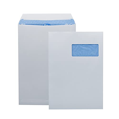 TECNO Prestige 250 Hüllen extra weiß, Schutzband, 90 g, Format C4 229 x 324 mm, mit Fenster 110 x 50 bis 52/20 von TECNO