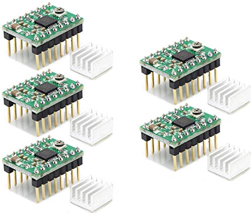 TECNOIOT 5pcs Reprap Stepper Driver A4988 Stepper Motor Driver Module with Heatsink | A4988 Schrittmotor-Controller, 5pcs Ramps1.4 A4988 Schrittmotor-Controller mit Kühlkörper für 3D-Drucker von TECNOIOT