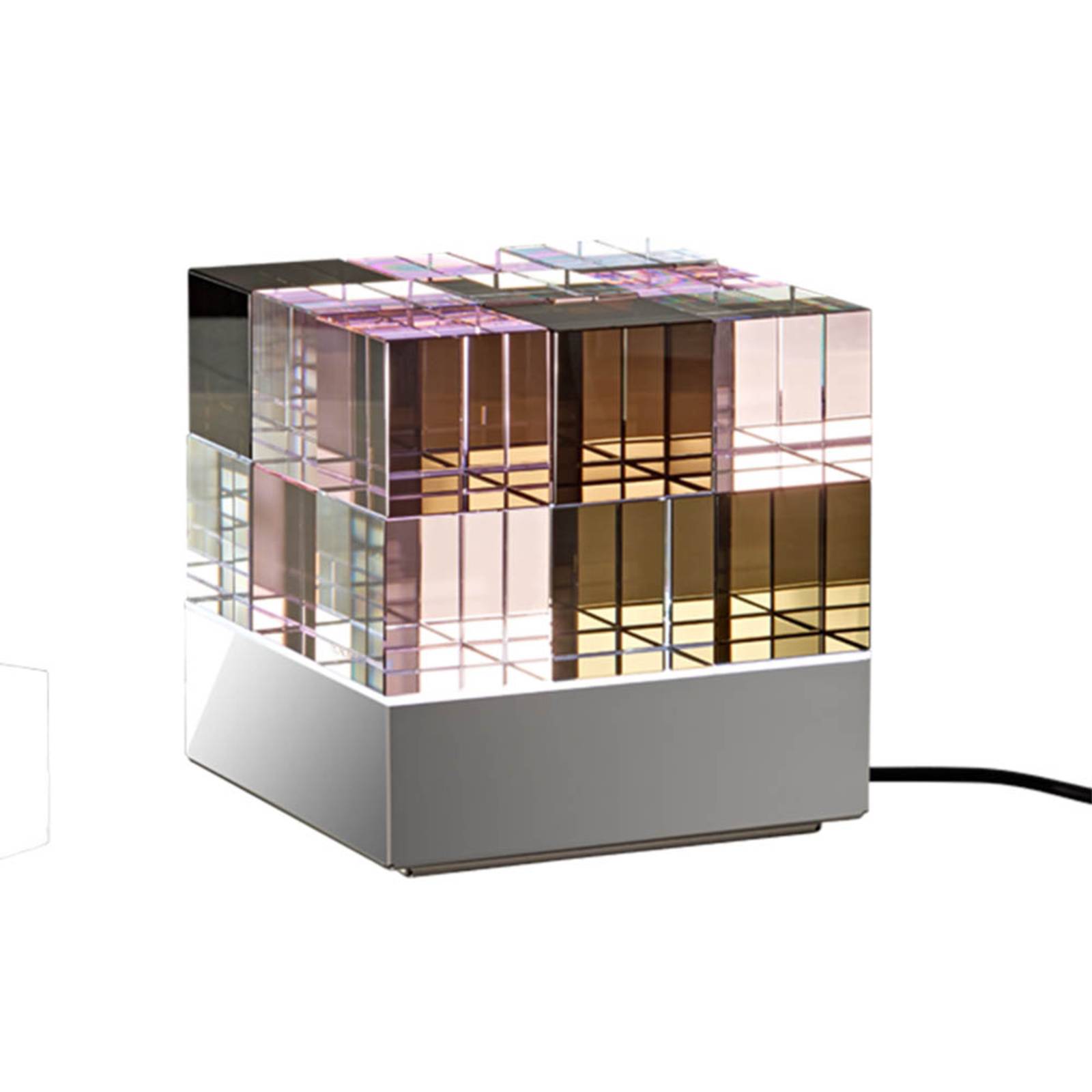 TECNOLUMEN Cubelight LED-Tischlampe, rosa/schwarz von TECNOLUMEN