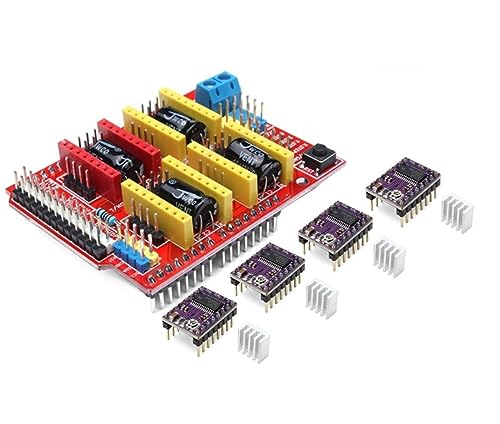 TECNOULAB 1 Stück CNC Shield V3 Erweiterungsplatine + 4 Stück DRV8825 Schrittmotor-Treibermodule für 3D-Drucker von TECNOULAB