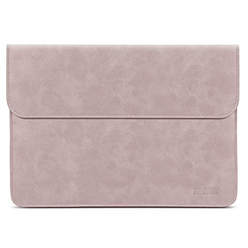 TECOOL 12.3-13 Zoll Laptophülle Tasche MacBook Air Hülle Faux Leder für 2018-2020 2022 MacBook Air 13 M2 A2681/M1 A2337/A1932/A2179, 2016-2020 2022MacBook Pro 13 M1 M2, Dell XPS 13, Surface Pro, Rosa von TECOOL