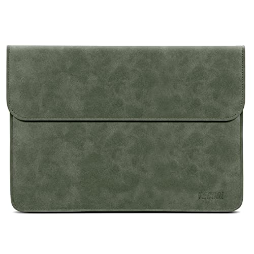 TECOOL 12.3-13 Zoll Laptophülle Tasche MacBook Air Hülle Faux Leder für 2018-2020 2022 MacBook Air 13 M2 A2681/M1 A2337/A1932/A2179, 2016-2020 2022MacBook Pro 13 M1 M2, Dell XPS 13, Surface Pro, Grün von TECOOL