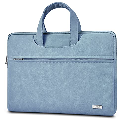 TECOOL 13,3 Zoll Laptop Tasche Hülle für 13.6 MacBook Air M3 M2 2024 2022, 13 MacBook Pro/Air M2 M1 2022-2012,14 MacBook Pro M3 M2 M1 2023 2021,wasserdichte Notebooktasche Leder Schutzhülle,HellBlau von TECOOL