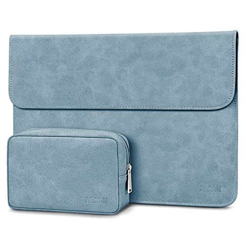 TECOOL 13,3 Zoll Laptophülle Leder Wasserdicht Tasche für 2012-2020 2022 MacBook Air/Pro 13 13.6 M2 M1,2021-2023 MacBook Pro 14 M3 M2 M1 A2918/A2992/A2442/A2779,Surface Laptop 5-1,Blau von TECOOL