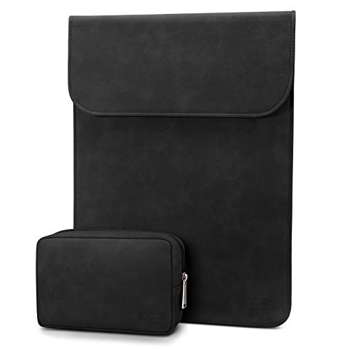 TECOOL 13 3 Zoll Laptop Hülle Tasche Leder,MacBook Tasche 13 14 Zoll für 2012-2020 2024 MacBook Air/Pro 13 13.6 M3 M2 M1,2021-2023 MacBook Pro 14 M3 M2 M1,13.5 Surface Laptop Schutzhülle etc-Schwarz von TECOOL