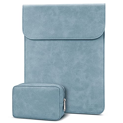 TECOOL 13 3 Zoll Laptop Hülle Tasche Leder,MacBook Tasche 13 Zoll für 2012-2020 2024 MacBook Air/Pro 13 13.6 M3 M2 M1,2021-2023 MacBook Pro 14 M3 M2 M1,13 HP Surface Laptop Schutzhülle-Blau von TECOOL