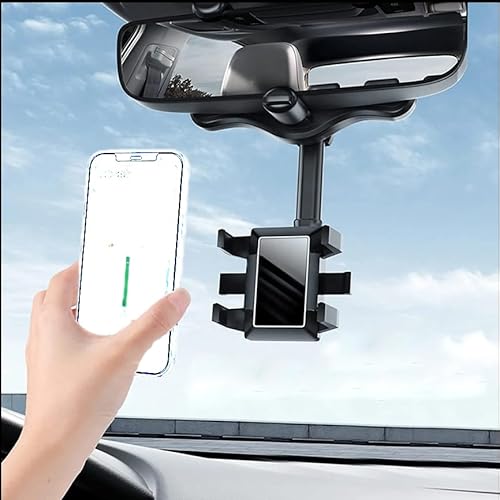 TECOTEC Rückspiegel Handyhalterung für Auto, drehbar und einziehbar Auto Handyhalterung Halterung 2024 Upgraded Multifunktional 360° Pro Clip Auto Spiegel Telefonhalter Halterung von TECOTEC