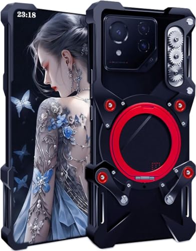 TECSHINE Metall-hülle für ASUS ROG Phone 8 Pro, für ROG 8 Handyhülle, Hülle, Metallrahmen Handy Case, Rüstung, Mechanische Monster, Handyschale -Schwarz von TECSHINE