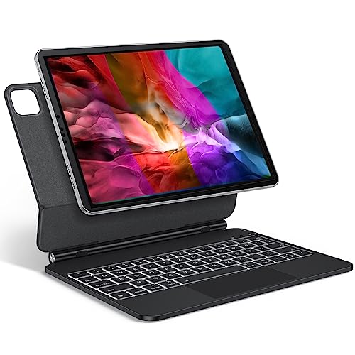TECURS Tastatur Hülle für iPad Air 5/4(2022/2020) und iPad Pro 11(4. /3. /2. /1. Gen) mit Trackpad, Magnetische Freischwebende Design, Leicht Tragbar kabellose Tastatur QWERTZ, Schwarz von TECURS