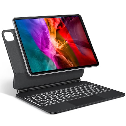 TECURS Tastatur Schutzhülle AZERTY für iPad Air 5 2022/Air 4 2020 10,9 Zoll mit Trackpad für iPad Pro 11 Zoll (4/3/2/1 Gen) mit magnetischem Design, schwimmend, Hintergrundbeleuchtung von TECURS