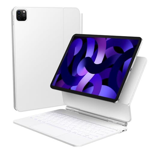TECURS iPad Air 5/4(2022/2020) Hülle mit Tastatur, Magic Keyboard für ipad pro 11(4. /3. /2. /1. Gen) mit Trackpad, Magnetische Freischwebende Design, QWERTZ, Weiß von TECURS