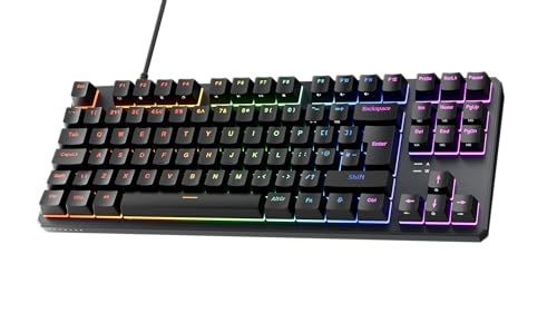 TECWARE Phantom+ Mechanische RGB-Tastatur mit 88 Tasten, UK-Layout, Schwarz, Wraith Brown Switch (vorinstalliert, 50 g taktil), kabelgebunden, Farb- und Beleuchtungssteuerung von TECWARE