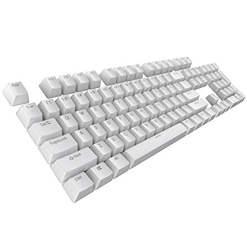 TTECWARE PBT-Tastenkappen-Set, Double-Shot PBT-Tastenkappen für mechanische Tastaturen, vollständiges 111-Tasten-Set mit Tastenkappen-Abzieher, OEM-Profil, Reinweiß, Englisch (US, ANSI) von TECWARE