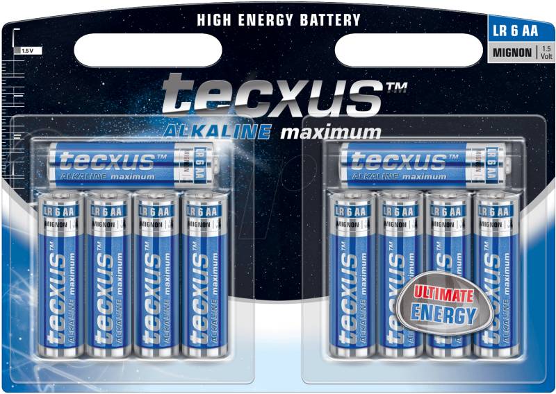 TECXUS AL 10XAA - Maximum, Alkaline Batterie, AA (Mignon), 10er-Pack von TECXUS